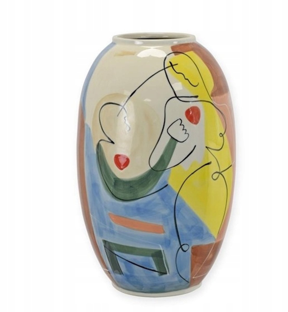 Abstract Porseleinen Vaas - handgeschilderd, 38 cm
