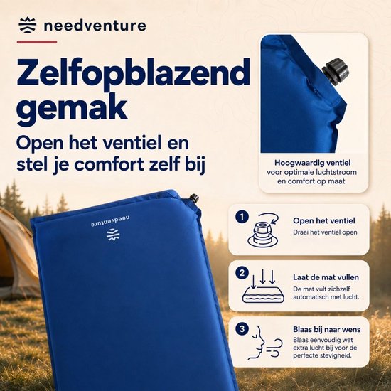 Slaapmat - Kampeer Matras - Comfortabel Slapen - Zelfopblazend - 5 cm dik - Blauw — afbeelding 5
