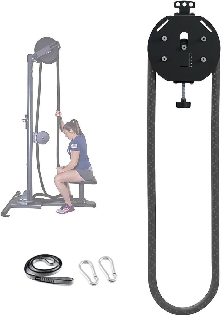 Eindeloze Touwtrainer - Katrolsysteem Fitness - Full Body Workout - Verstelbaar Weerstandssysteem - 4 Meter Touw - Zwart
