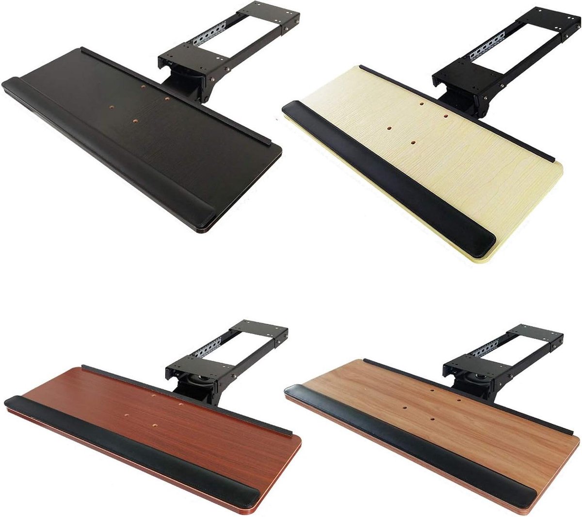 Toetsenbordlade Uitschuifbaar - Onderbouw Plank - Ergonomisch Werken - Inklapbaar & Draaibaar - 65 x 25 cm - Zwart