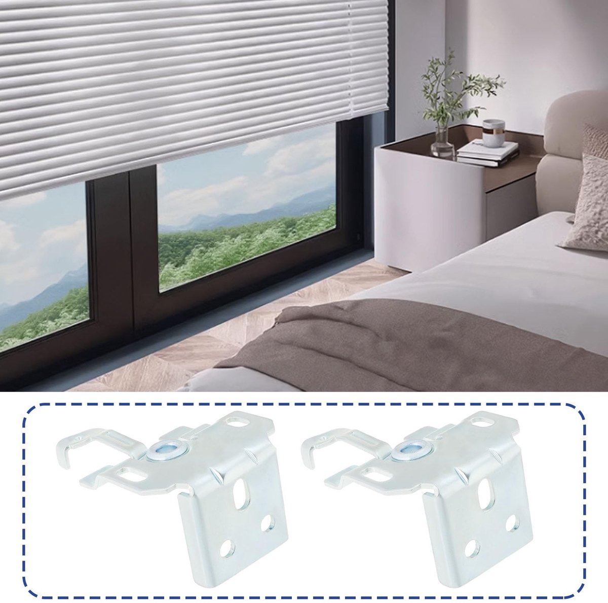 Dailygoods- Blindbeugels Aluminium - 6 Stuks - Stevige IJzeren Constructie - Flexibele Montageopties - Voor 25mm Top Rail - Eenvoudige Installatie - Jaloeziebeugels
