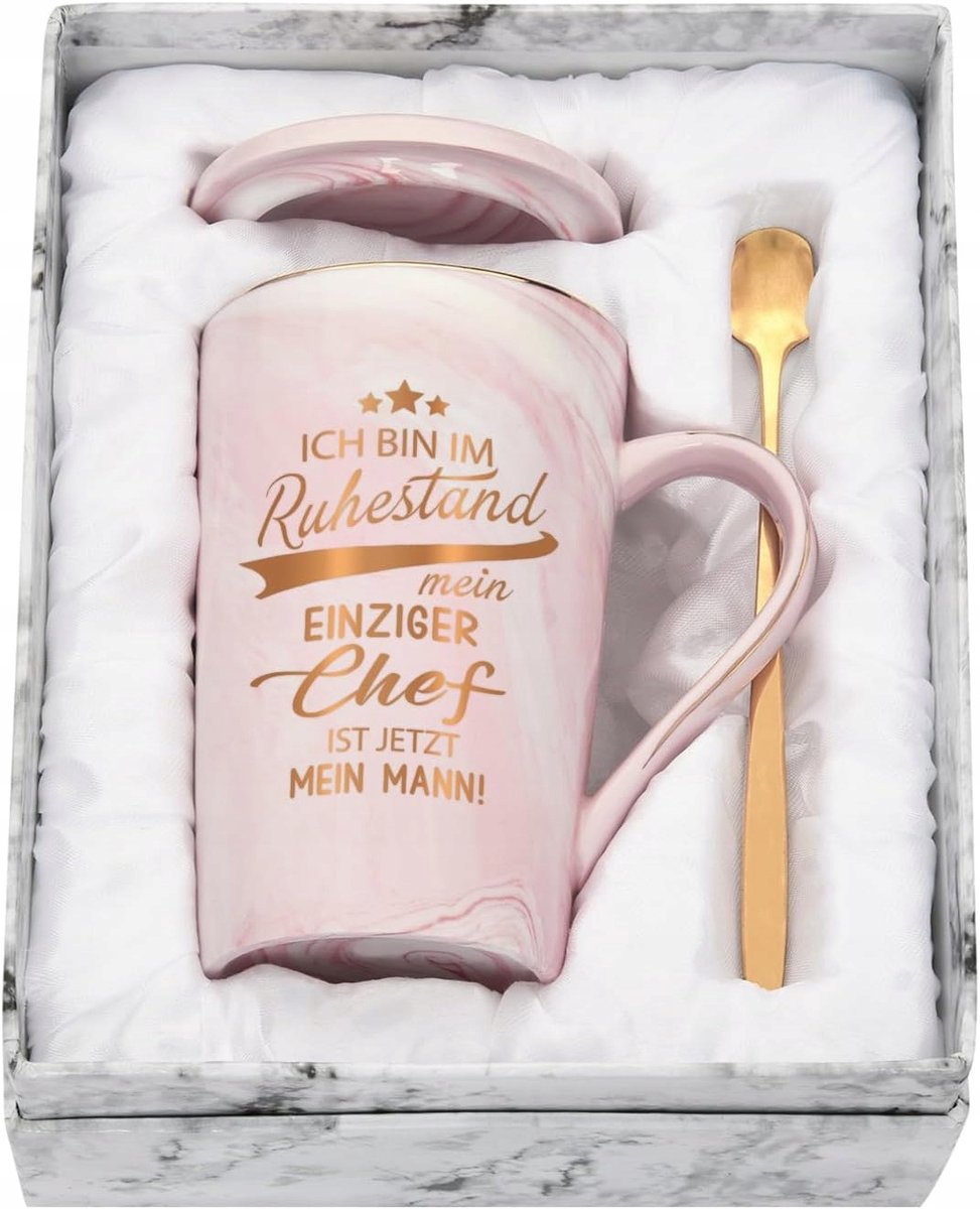 Roze Koffiemok Cadeau voor Pensioen - 400ml