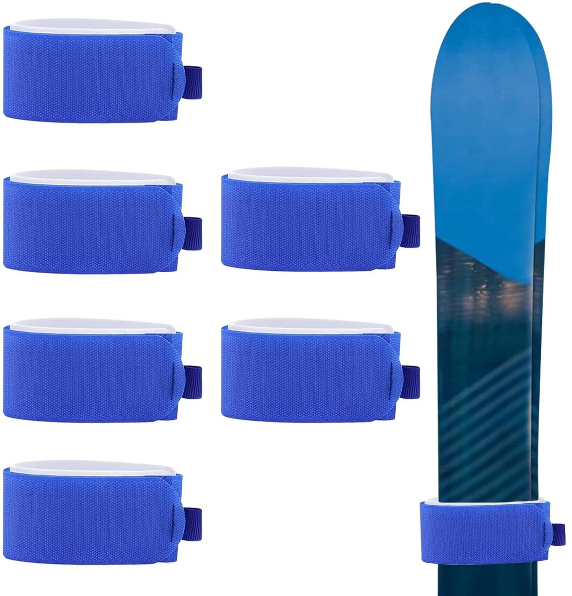 Dailygoods- Ski Draagriemen Verstelbaar - Antislip Beschermpads - Ski/Snowboard Bevestiging - EVA Vulling - 6-Pack - Ideaal voor Thuisopslag - Skibinders