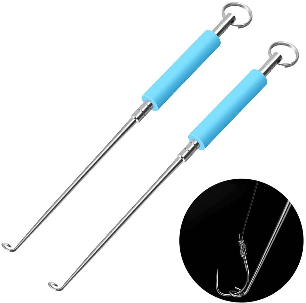 Dailygoods- Vishaak Remover - 2 Stuks - Roestvrij Staal - Antislip Handvat - Draagbaar - Eenvoudig in Gebruik - Haakontgrijper