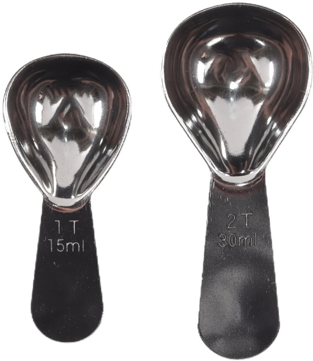 Dailygoods - Set van 2 Roestvrijstalen Koffielepels met Maatlepels