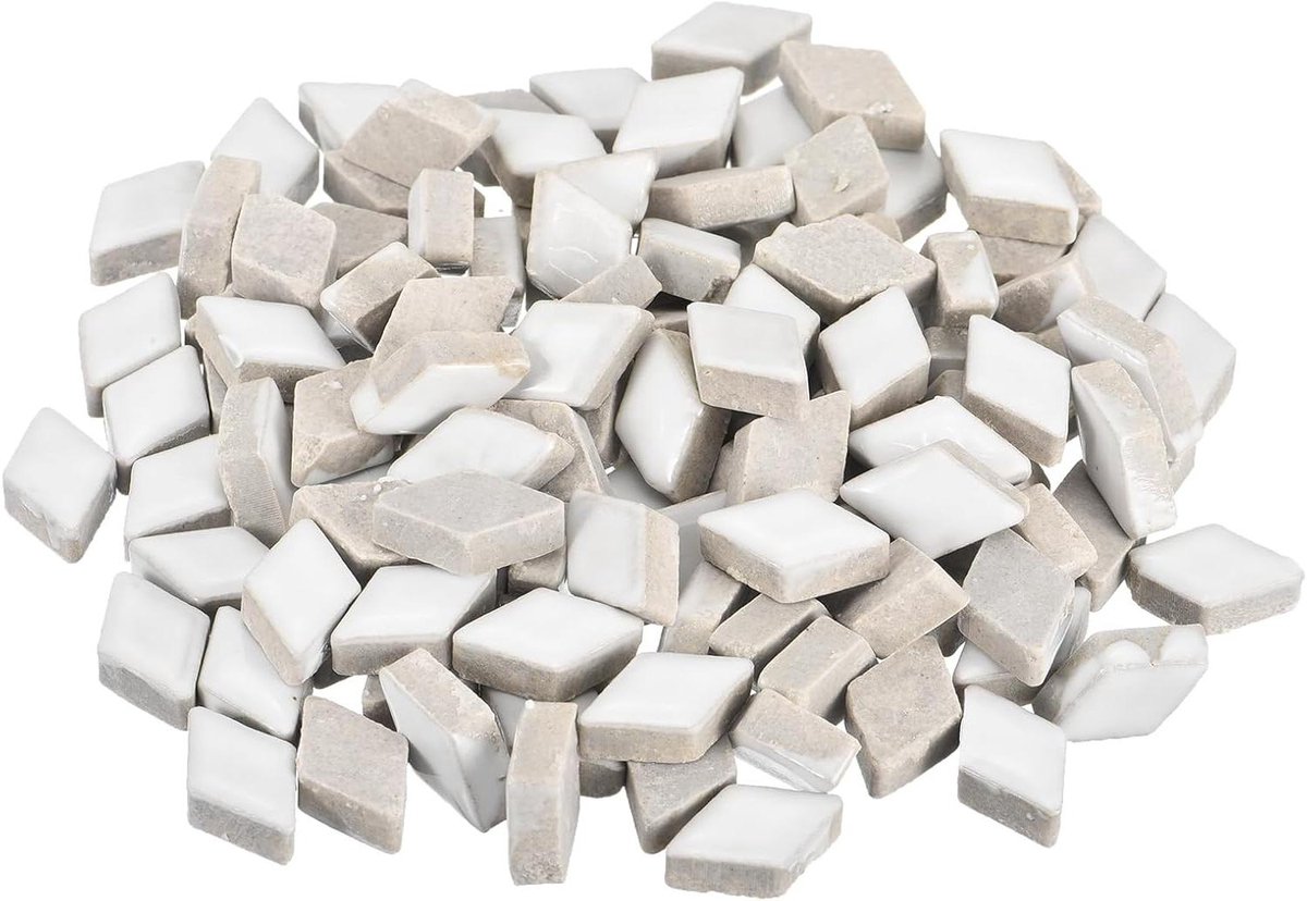 Keramische mozaïektegels - Mozaïeksteentjes - Decoratieve projecten - Glad oppervlak - 200 gram - Wit