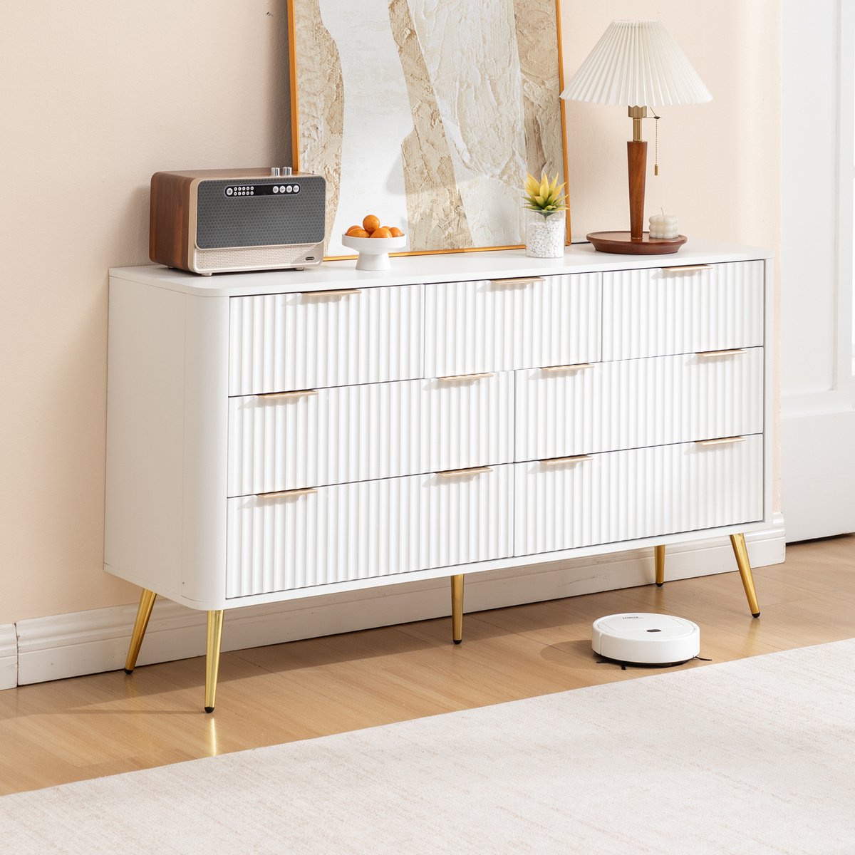 MIVRAY Ladekast - Zeven Ruime Laden Met Softclose - Voor Slaapkamer Hal En Woonkamer - MDF - Wit