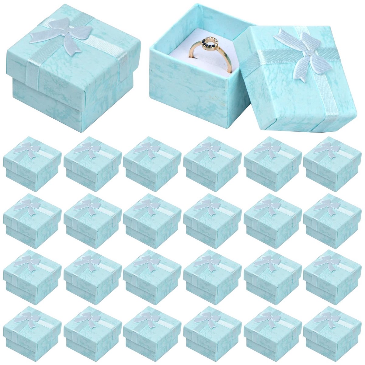 BRENZOOS- Sieradenbox 24 Stuks - Cadeaudoos - Ringdoos - Sieradenverpakking - Geschenken - 4 x 4 x 3 cm - Hoogwaardige materialen - Cadeaubox