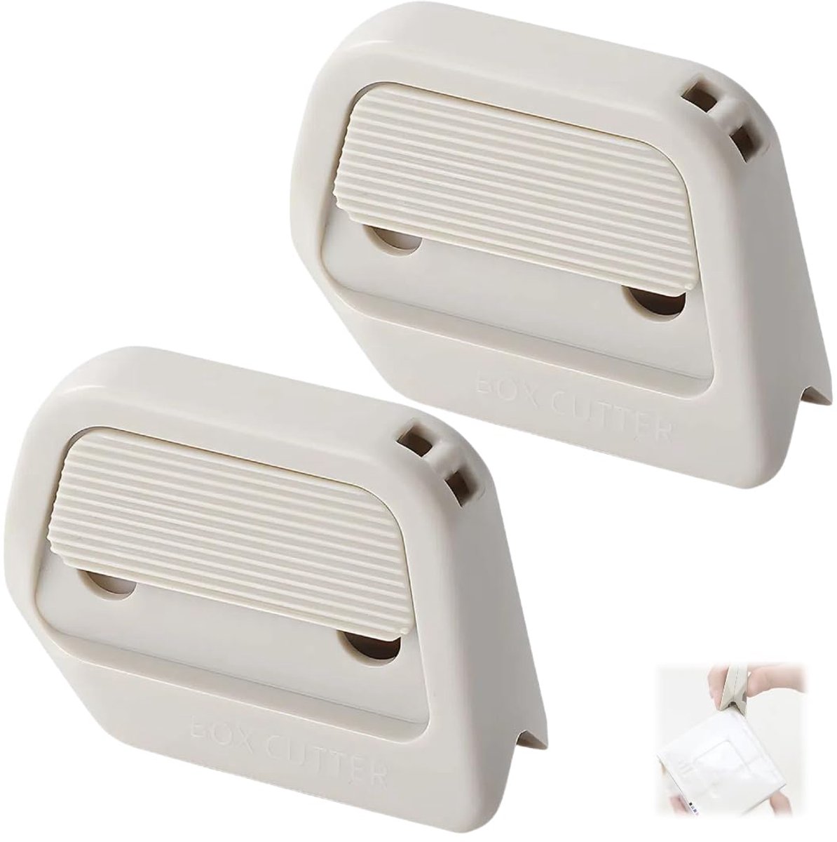 Set van 2 intrekbare kartonopeners, snijkartonopeners, mini keramische veiligheidskartonopeners, magnetische verpakkingopeners (gebroken wit)