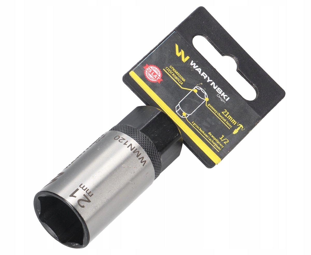 Dopsleutel bougie 1/2" 21 mm Waryński met rubberen inzet