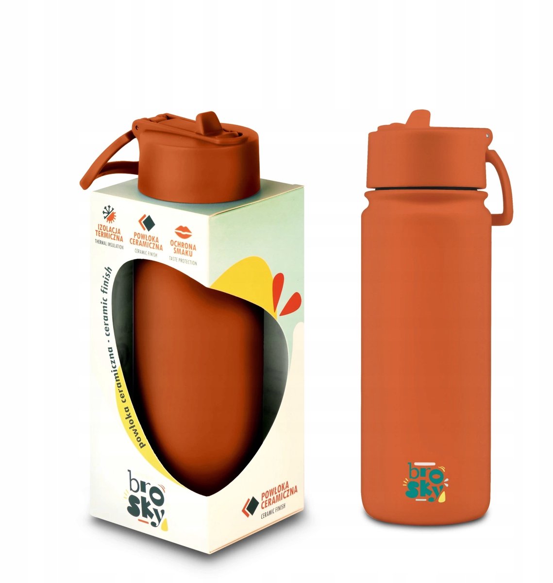 Brosky Basic Thermosfles met Rietje 550ml - Roestvrij Staal & Keramiek