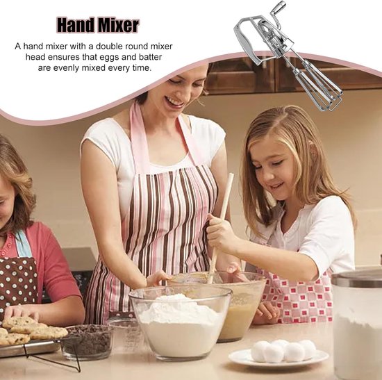 RVS Handmixer - Keuken Klopper - Bakken En Koken - Ergonomisch Ontwerp - 25.5x14 cm - Zilver van RVS — afbeelding 5