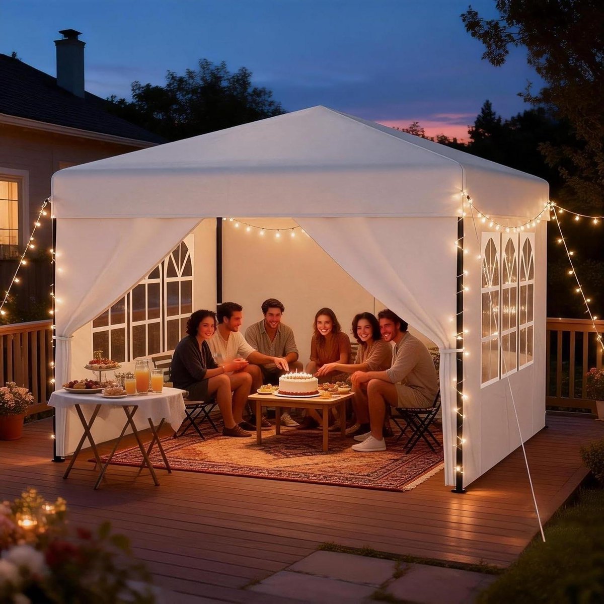 Pop-up Gazebo - Feesttent Paviljoen - Buiten Ontspannen - Eenzijdige Opbouw - 2.5 x 2.5 Meter - Wit