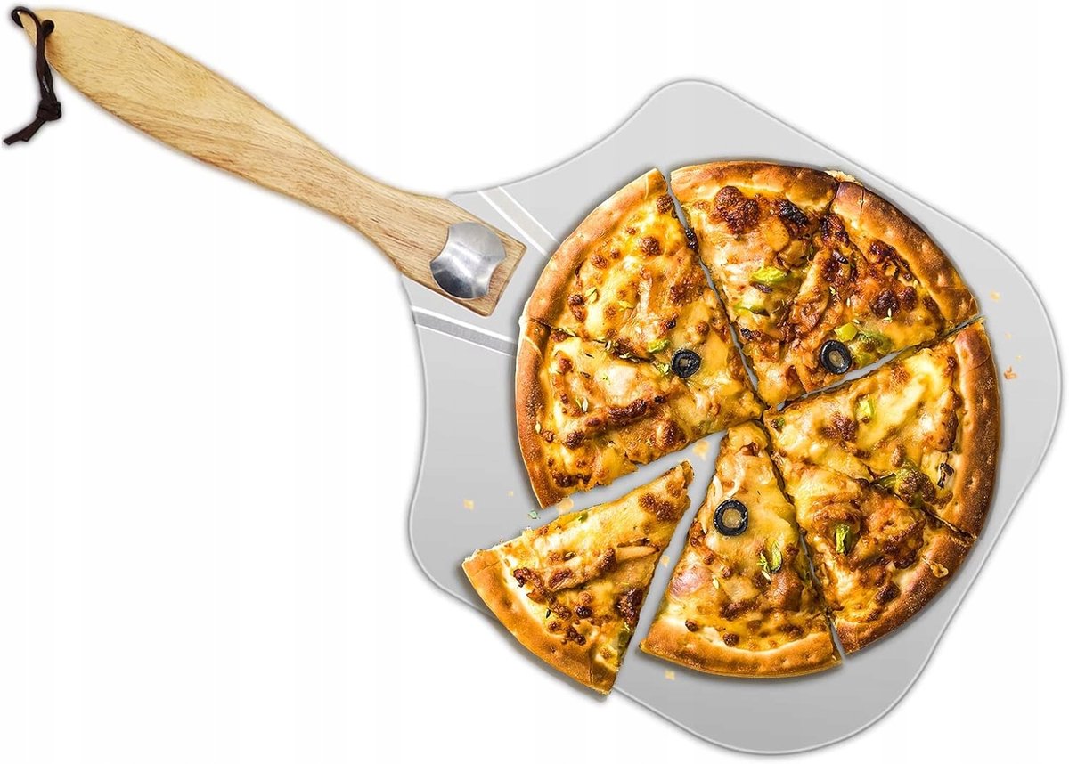 Opvouwbare Pizzaschep - Roestvrij Staal met Houten Handvat