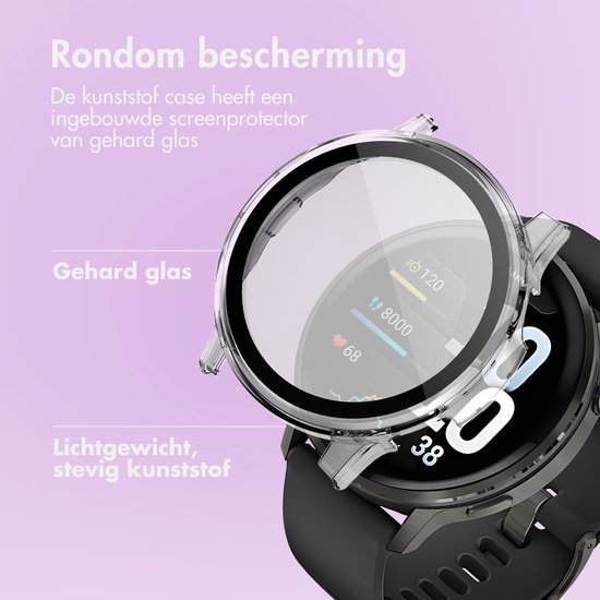 Garmin smartwatch met doorzichtige beschermhoes van gehard glas. Tekst: Allround bescherming.