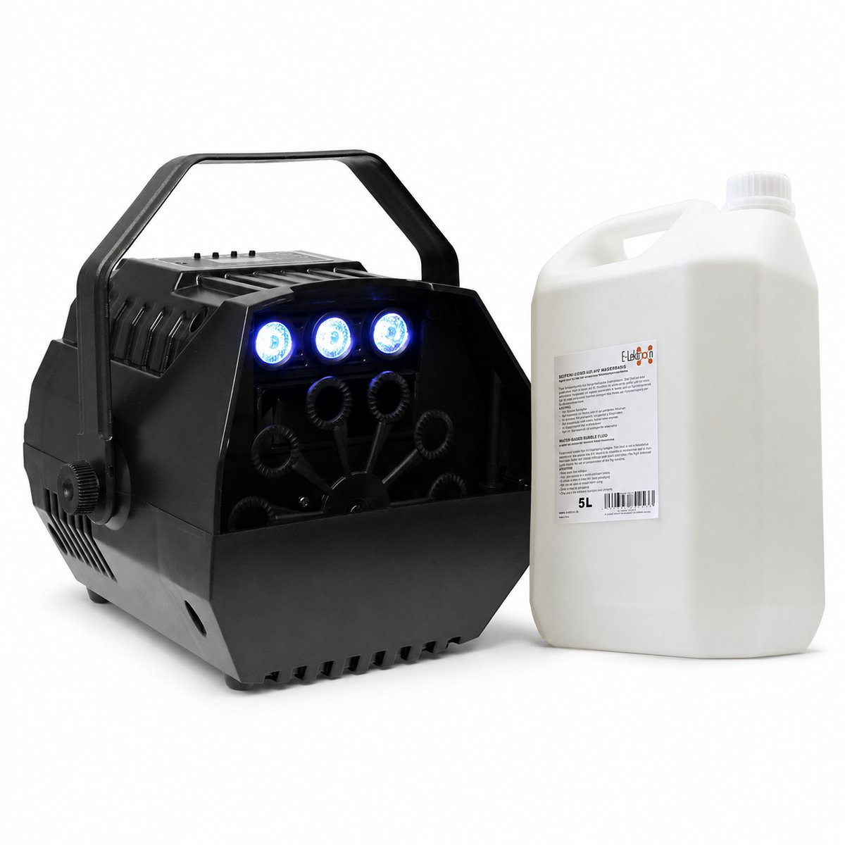E-Lektron B102 bellenblaasmachine met 5 liter vloeistof - RGB LED-verlichting en afstandsbediening