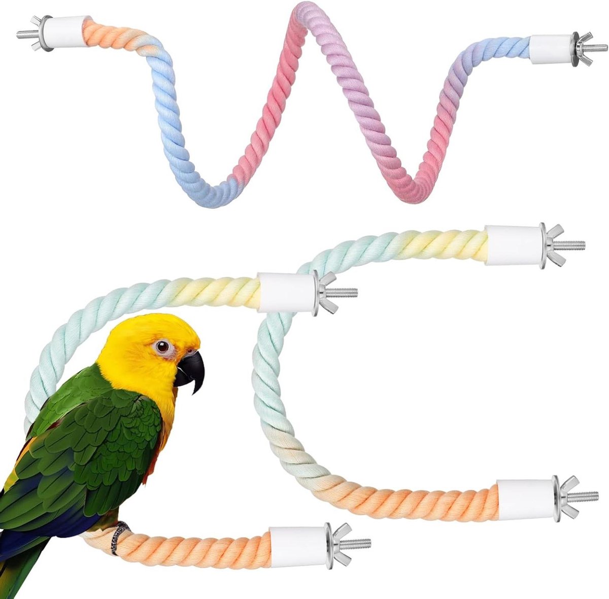 Klimtouwen Papegaaien - Vogel Zitstok - Vogelkooi Inrichten - Flexibel Vormbaar - Tot 80cm - Multicolor