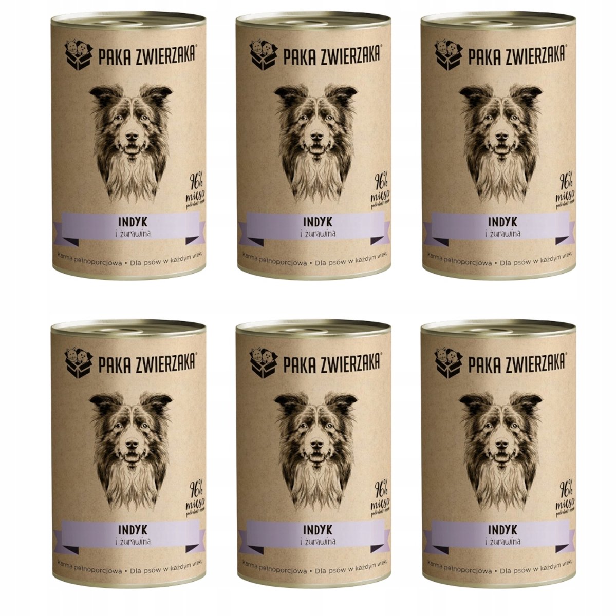 Paka Zwierzaka - Serie Hypoallergeen - Kalkoen en Cranberry - Zonder Granen - 6x400g