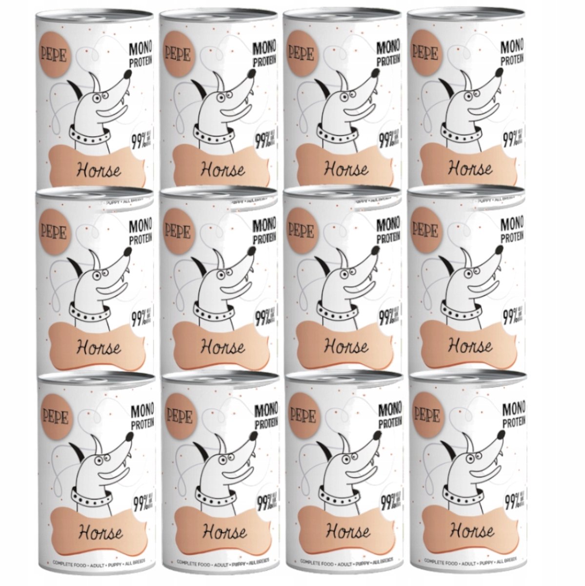 Paka Zwierzaka Pepe - Hondennatvoer - 99% Paard - 12x400g