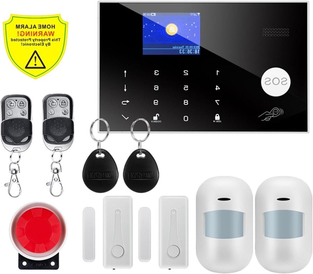 Alarmsysteem Huis - Beveiligingssysteem Slim - Inbraak Voorkomen - App Bediening - 229 x 127 cm - Zwart