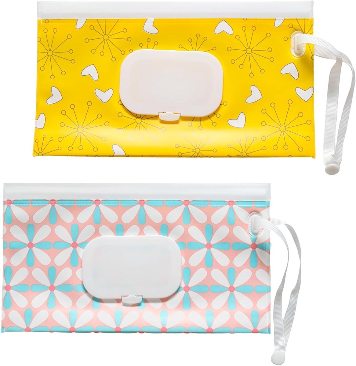 Doekjesdispenser Set - Draagbare Houder - Reizen en Buiten - Navulbaar en Herbruikbaar - 2 Stuks - Hart & Orchidee