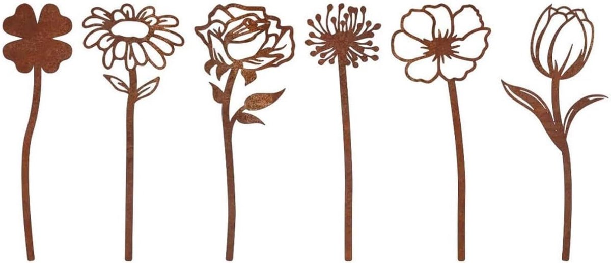 Metalen bloemenspel - Tuindecoratie set - Tuin aankleden - Weerbestendig ijzer - 6 stuks 254cm - Zoals afgebeeld