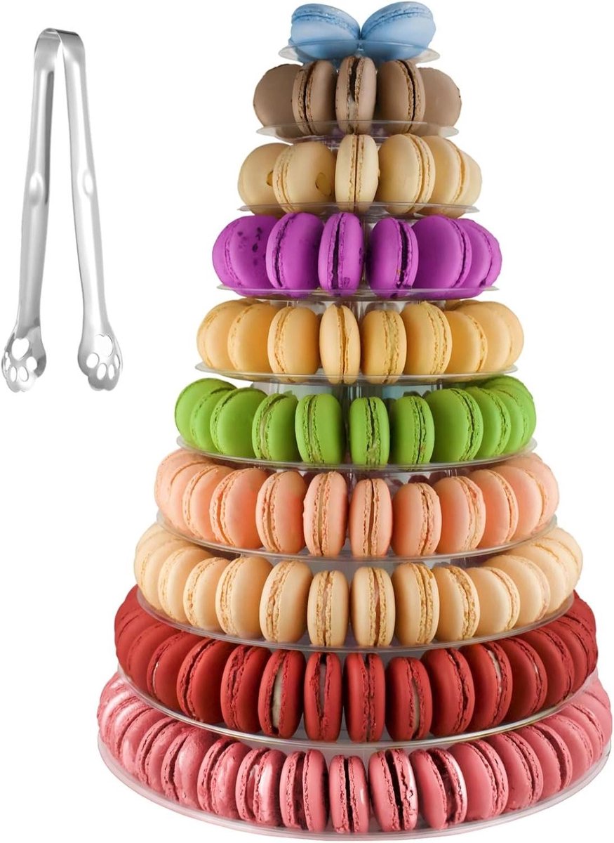 Dessert Display Stand - Macaron Toren - Feestelijke Presentatie - 10 Gelaagd Ontwerp - 44 x 33 cm - Transparant