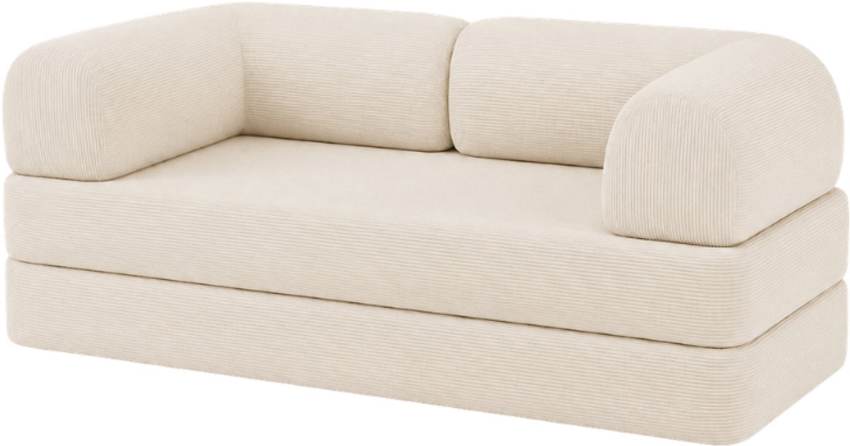 Bananair - 2-zits Bank - Modulaire slaapbank - Bedbank - Ribfluweel - 90x180 cm - Wit