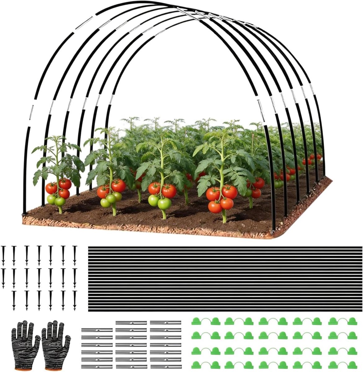 Plant Tunnel Bogen - Groentekas Ondersteuning - Planten Beschermen - Flexibel Glasvezel - 38cm Stuks - Zwart