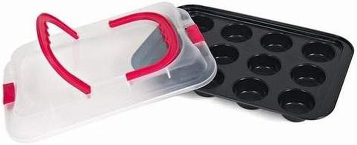 Muffinvorm met deksel - Cupcake bakvorm - Zelf bakken - Vaatwasserbestendig - 12 cups 36.5 cm - Grijs