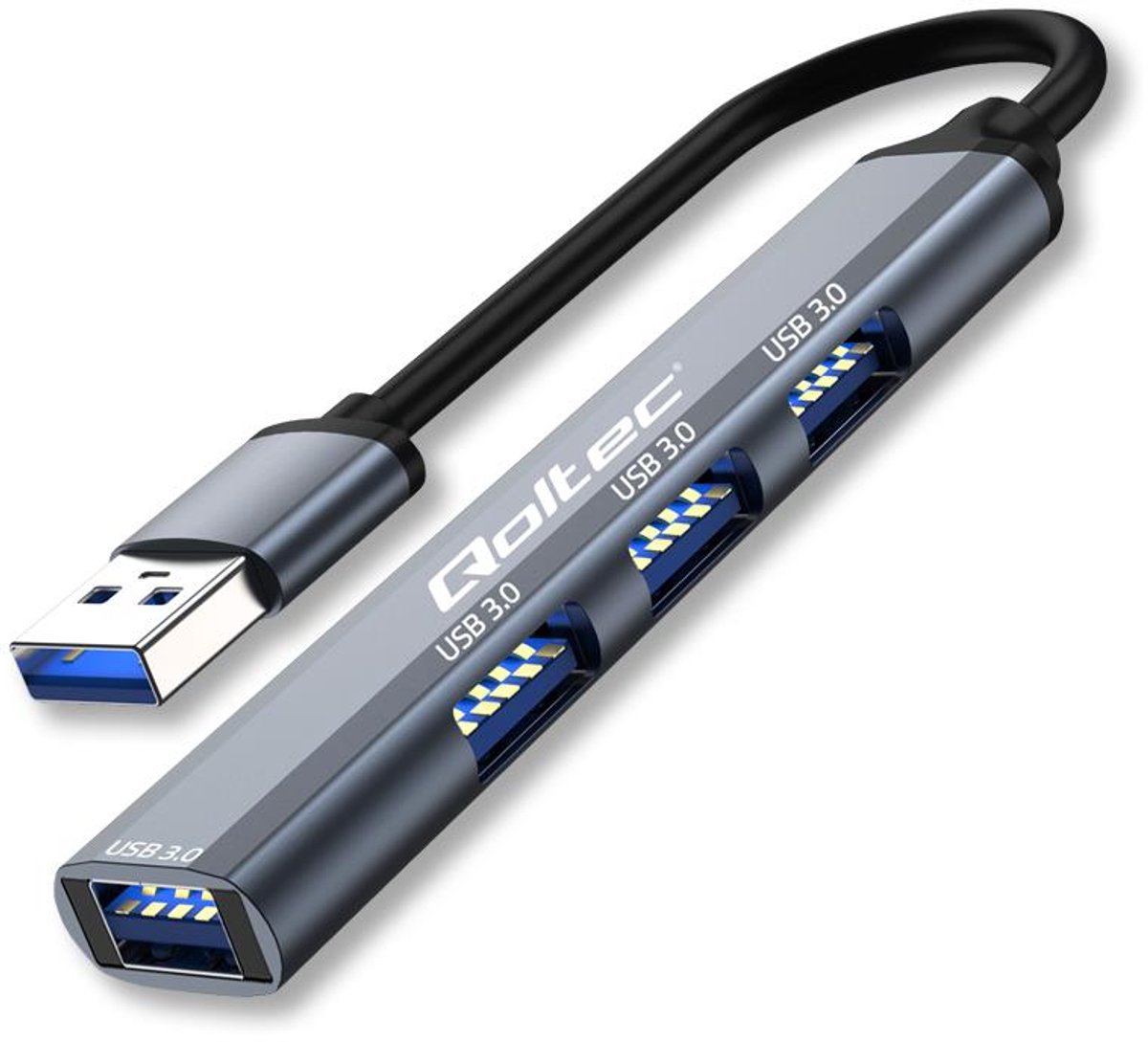 Qoltec Hub Adapter 4-In-1 Usb 3.0 Voor Pc, Laptop, Mac, 4X Usb 3.0, Snel En Handig