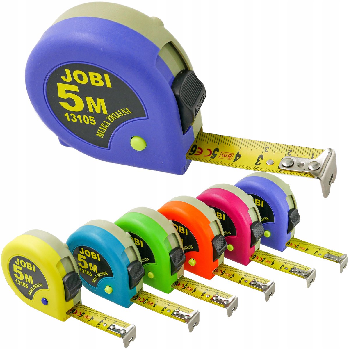 Jobi-rolgrootte 5 m x 19 mm - Precisie-meetlint met blokkeerfunctie