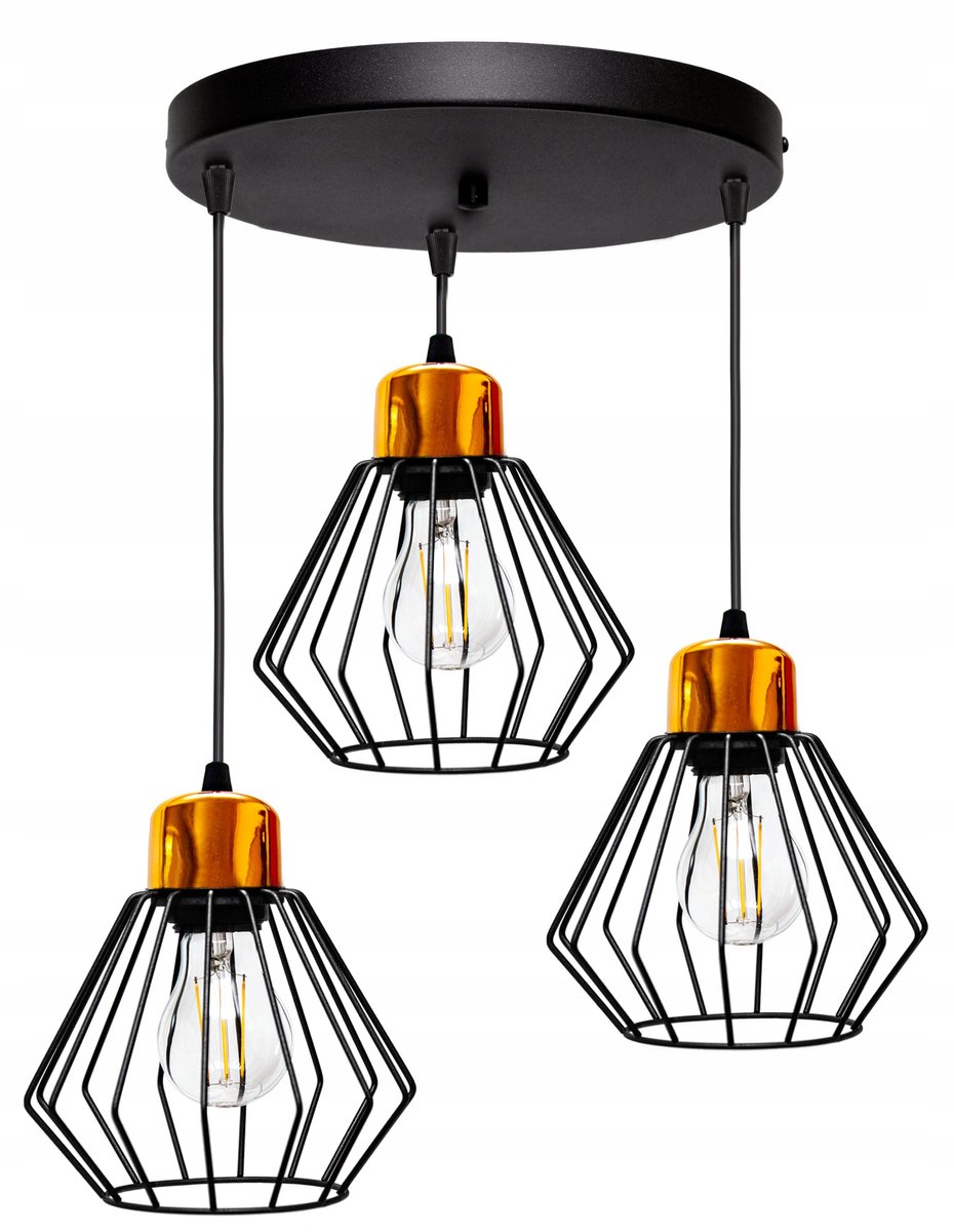 Loft Hanglamp Edison LED Zwart/Wit Metaal 3xE27