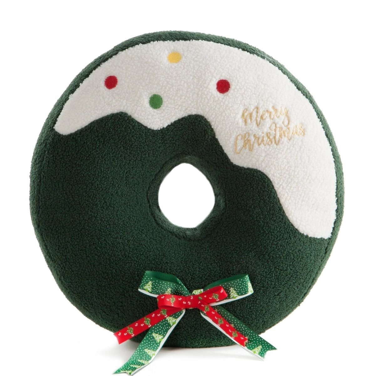 Kerst Donut Kussen 25x47cm - Feestelijke Decoratie