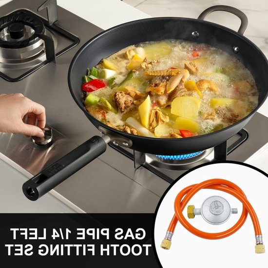 SnelShoppen - Gasdrukregelaar 50 mbar met 150 cm Gasleiding, Drukregelaar voor BBQ, Camping en Picnics, 1/4 Inch Aansluiting, Ondersteunt 1.5 kg/h van Snelshoppen — afbeelding 4