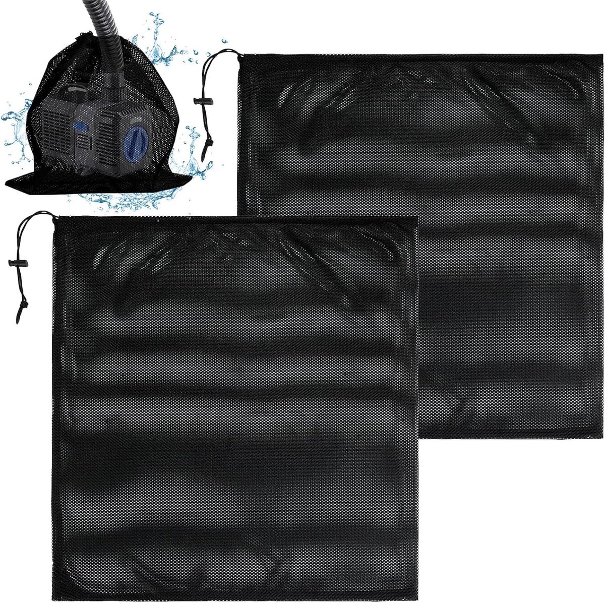 Duurzame Polyester Filterzakken voor Tuinvijver en Zwembad - 2 Stuks - 60 x 60 cm - Herbruikbare Mesh Zak voor Filterpomp