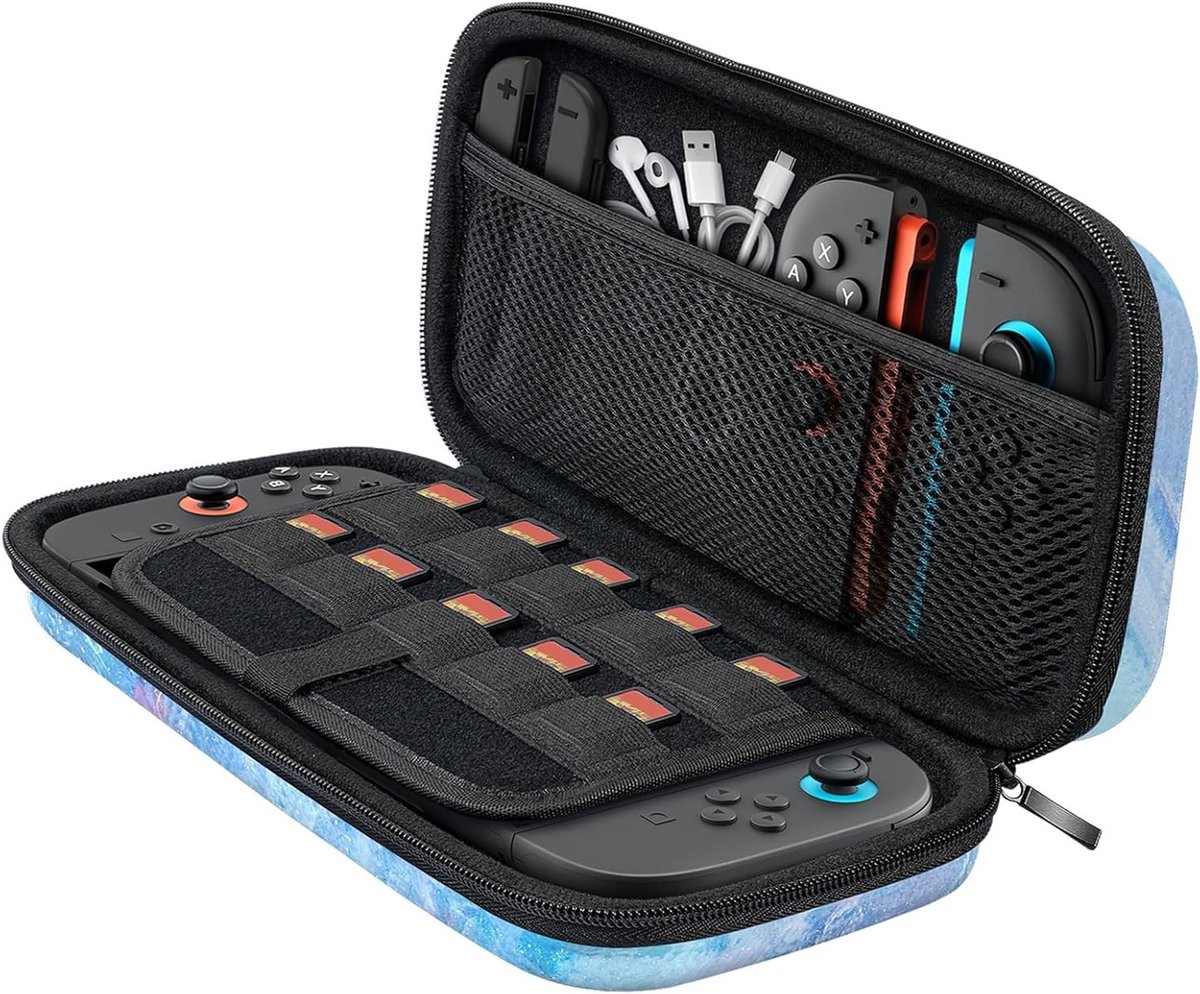 Draagtas voor Nintendo Switch 2, reisdraagtas met 10 gamecartridges, beschermhoes en accessoires, ideaal voor gamers en onderweg.