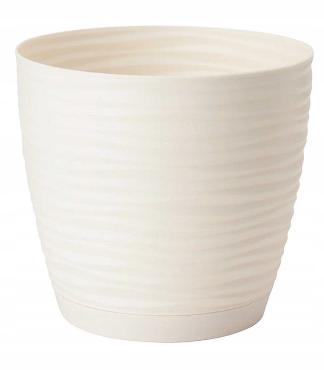 Form-Plastic Pot 19 cm - Rond, Crèmekleurig, Inclusief Schaal
