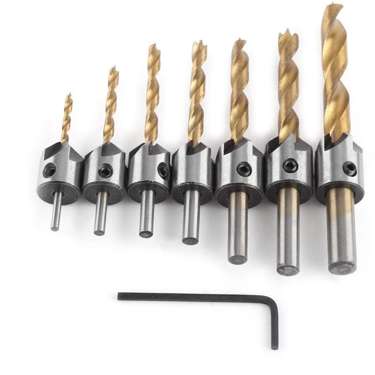 JHUBERS - Countersink Boorset - Houtbewerking - 3-10mm - Chamfer Boor - Voor Hout en Kunststof - 7 Stuks