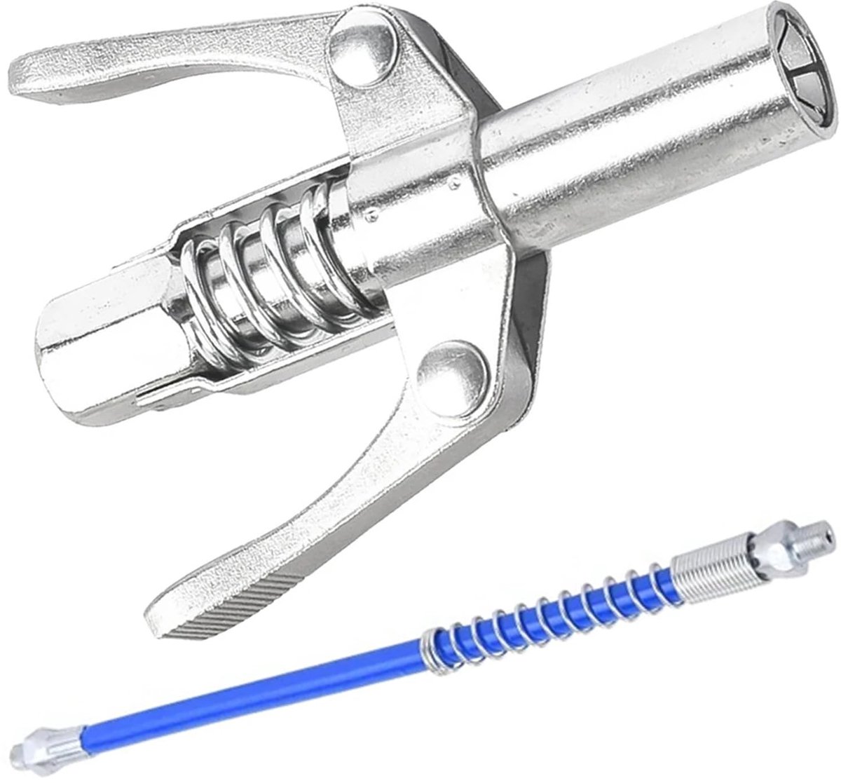 JHUBERS- Vetspuit met vetpatroon - Vetpomp - Vetspuit koppeling - Roestvrij staal - 30cm flexibele slang - Schokbestendig en lekvrij - Vetspuitkop