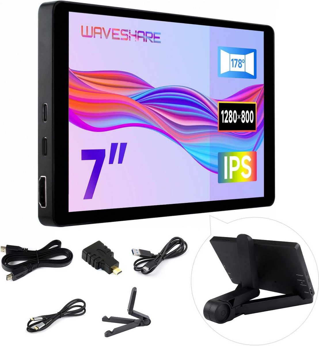 Touchscreen Display - Monitor - Multimedia Weergave - Optisch Gebonden Glas - 7 Inch - Zilver