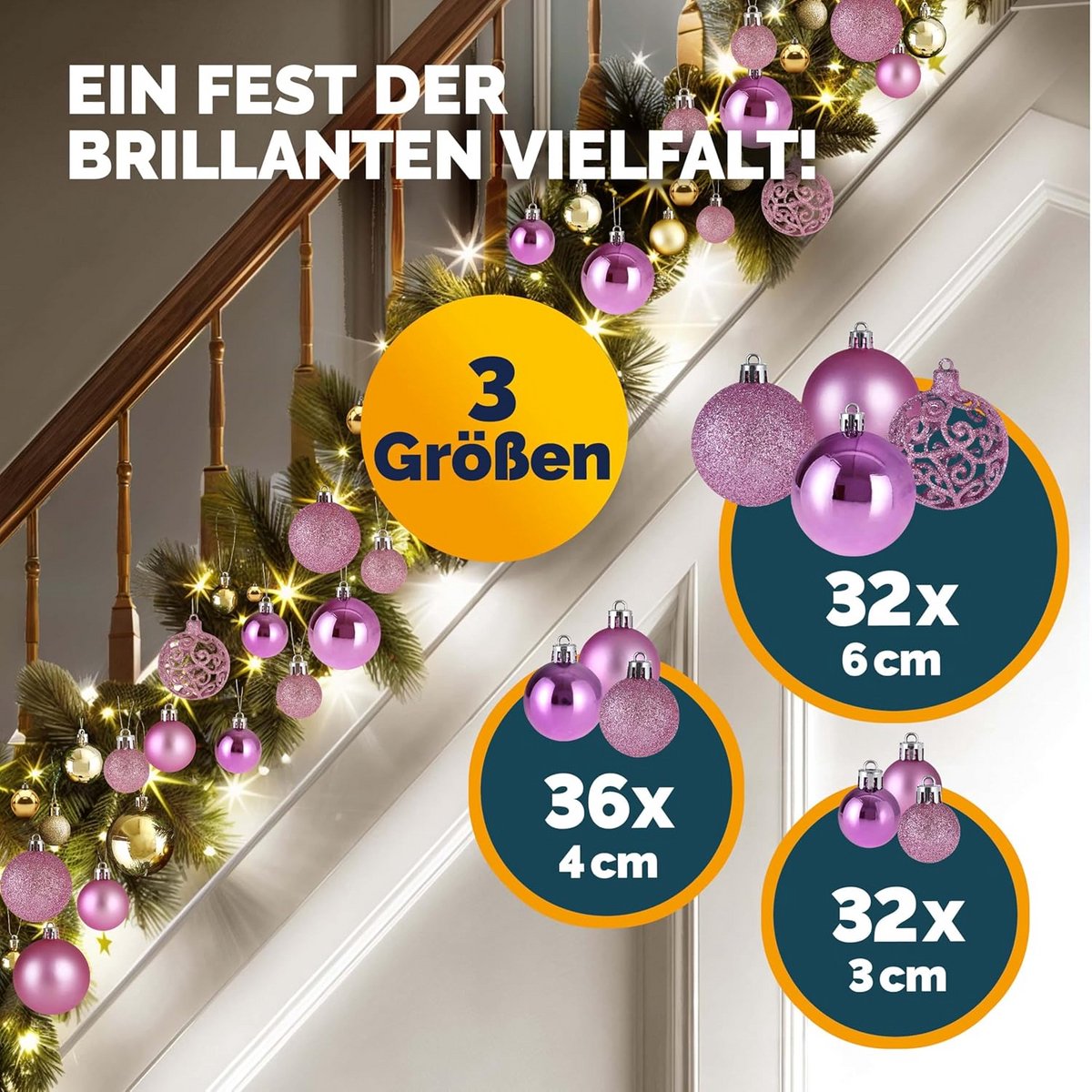 Kerstballen Set - Boomversiering - Kerstboom Versieren - Breukvast Kunststof - 100 Stuks - Roze – foto 4