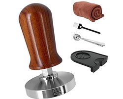 Espresso Tamper - Koffie Press - Perfect Espresso - Geïntegreerde Veer - 58 mm Diameter - Hout Metaal