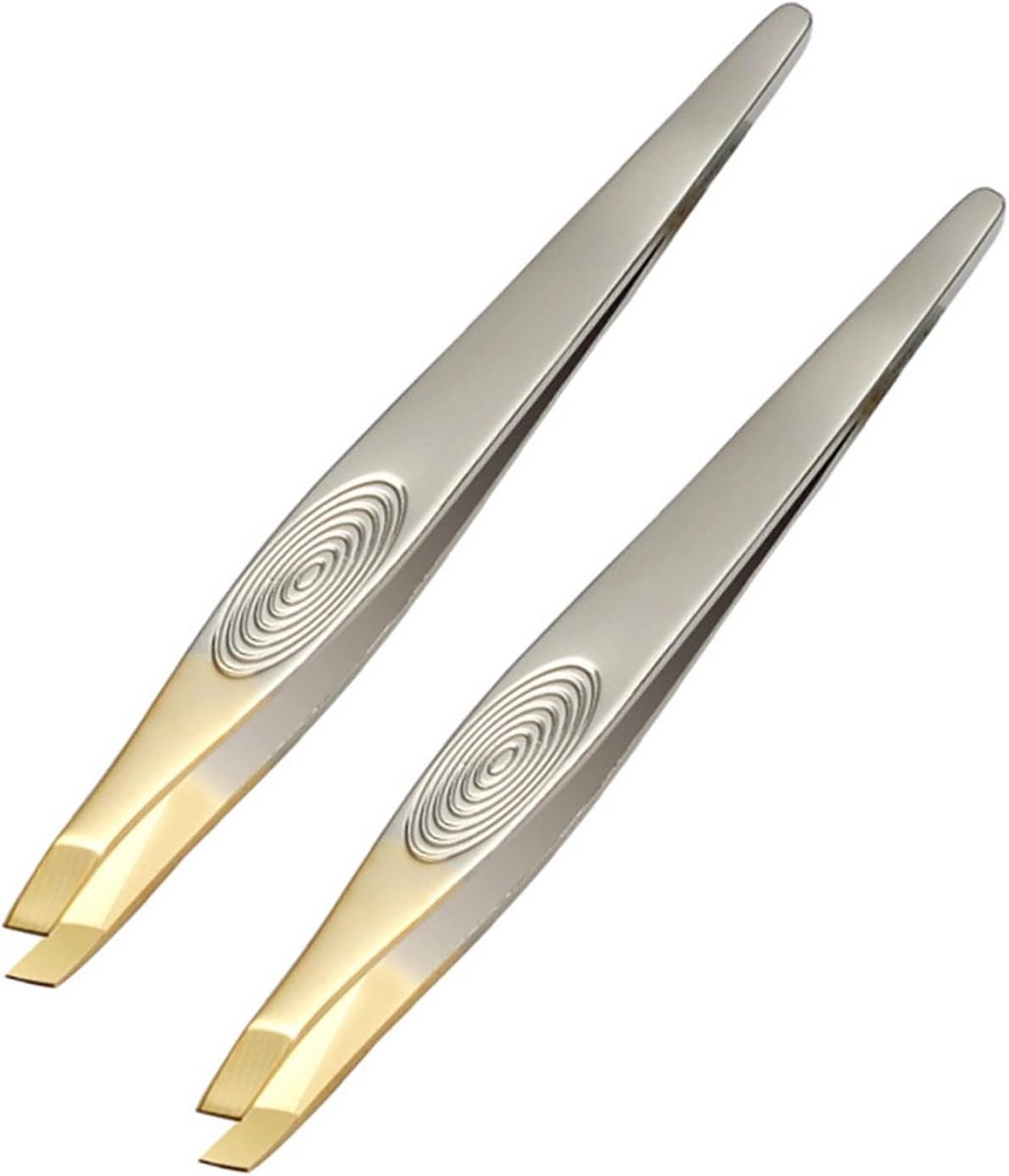 Pincet Set - Precisie Tang - Precisie Ontharen - Antislip Grip - 2 Stuks - Zilver