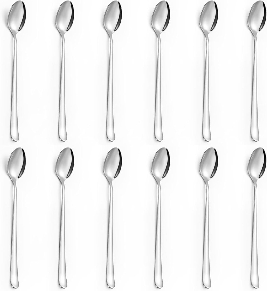 Lepel Set - Theelepels Lange Steel - Dranken Roeren - Vaatwasmachinebestendig - 197 cm - Zilver