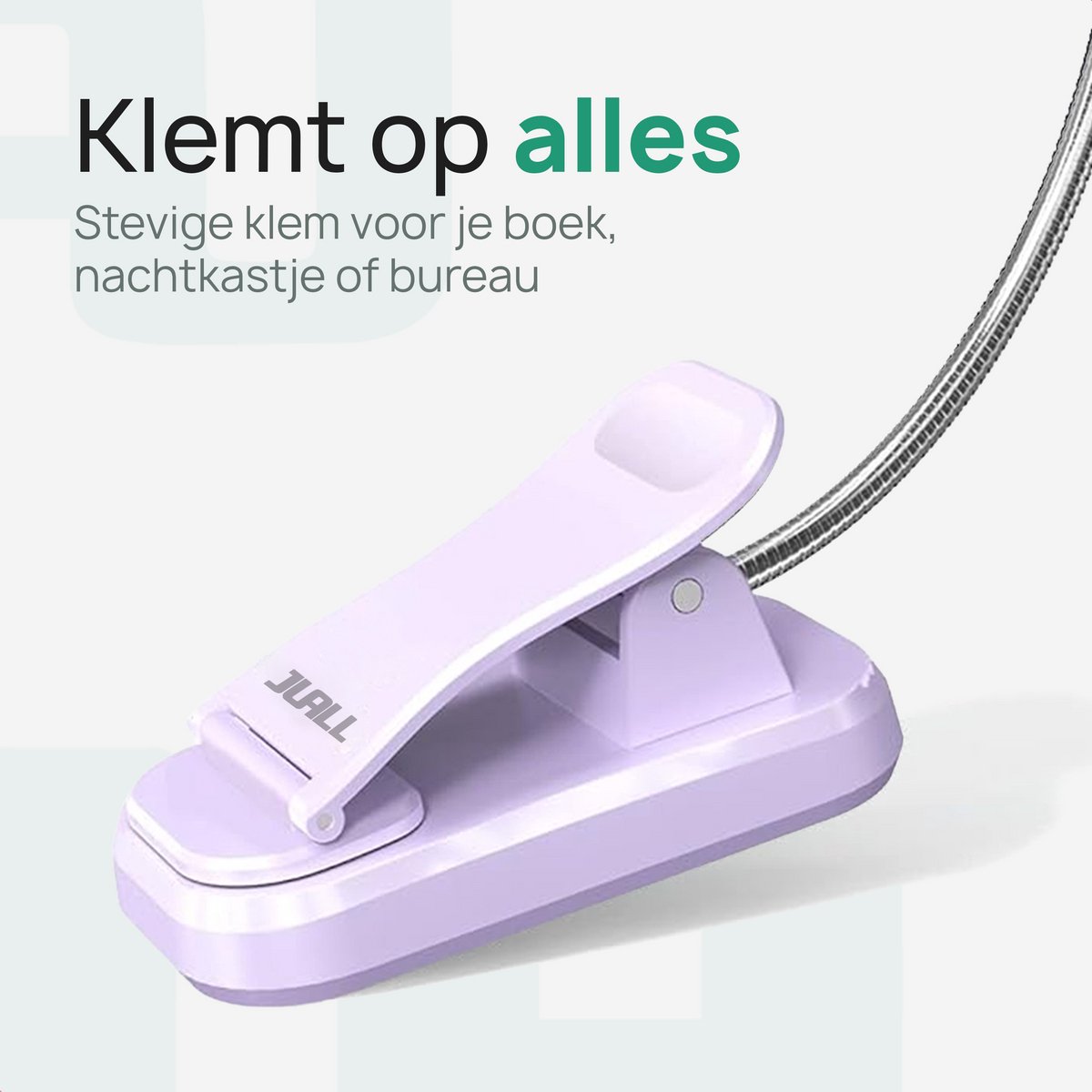 JUALL LED Leeslampje voor Boek - 9 Lichtstanden - Oplaadbaar Leeslampje voor in Bed - Boeklampje - Leeslampje met Klem - Bedlampje - Paars — cadeau in Gadgets - foto 4