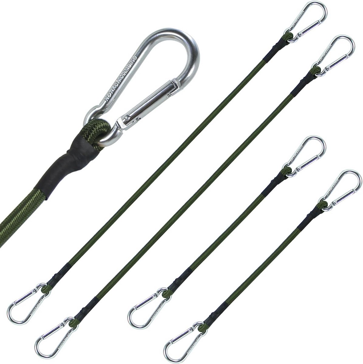Spanbanden met Haken - Spankabels Elastiek - Bagage Vervoeren - Variabele Lengtes - 4 Stuks - Zwart