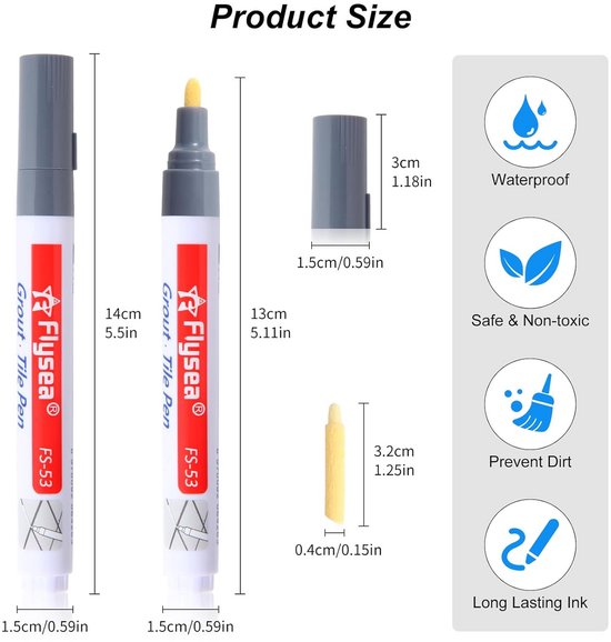 Voegenstift - Reparatiestift Tegels - Voegen Opfrissen - Waterafstotend - 6 Stuks - Lichtgrijs van Voegenstift — afbeelding 5