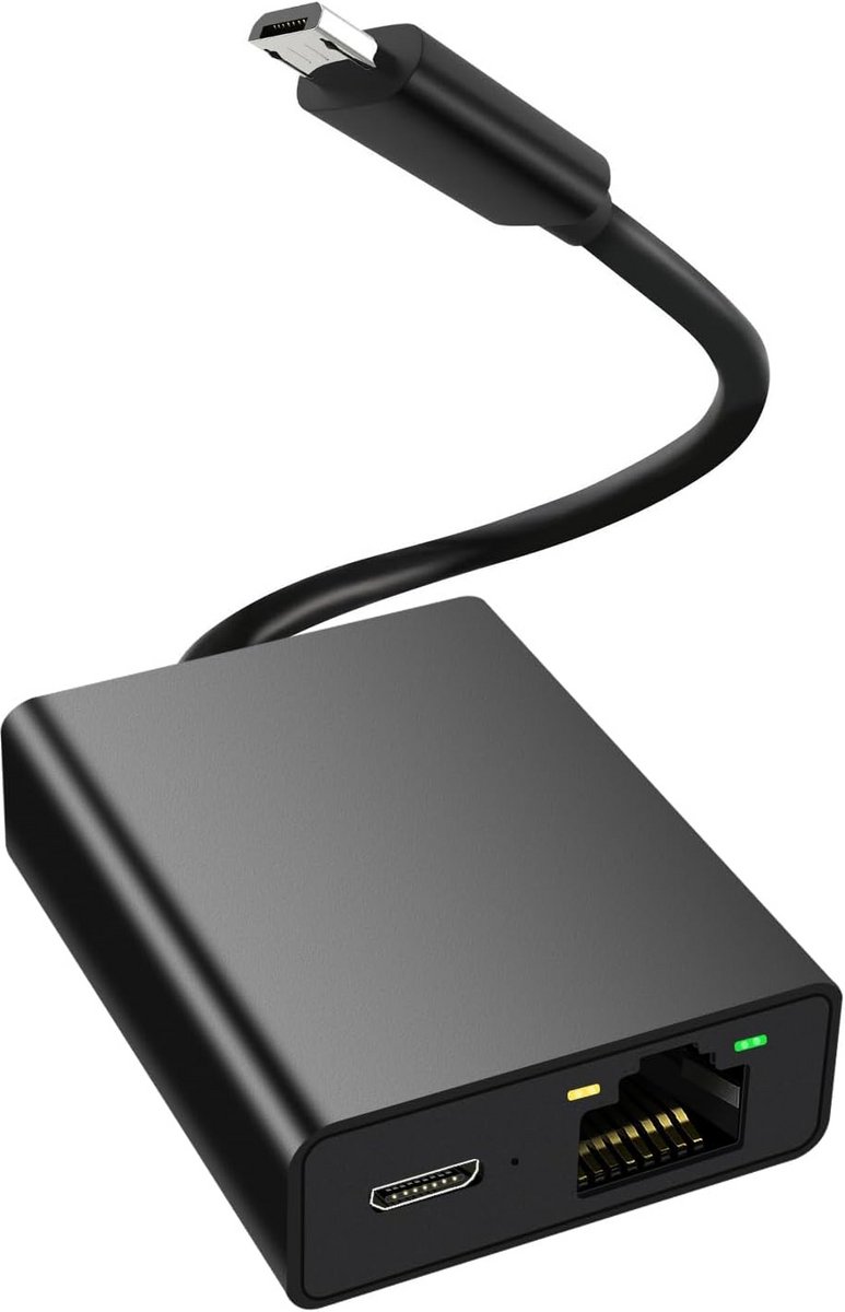 Ethernet Adapter - Netwerk Adapter - Stabiele Internet Verbinding - Micro USB naar RJ45 - 100 Megabit - Wit
