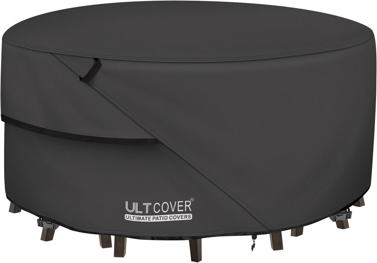 Terrasmeubelhoes Rond - Buitenmeubilair Cover - Meubels Beschermen - 100% Waterdicht - 274 cm Diameter - Zwart